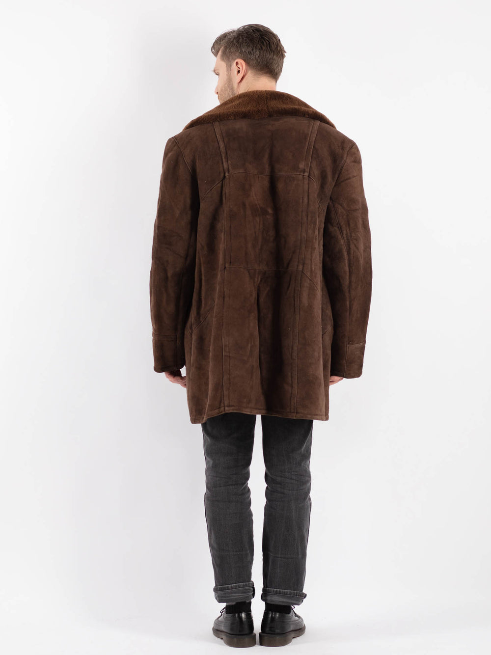 Vintage 70's Men Sheepskin Coat in BrownZ455