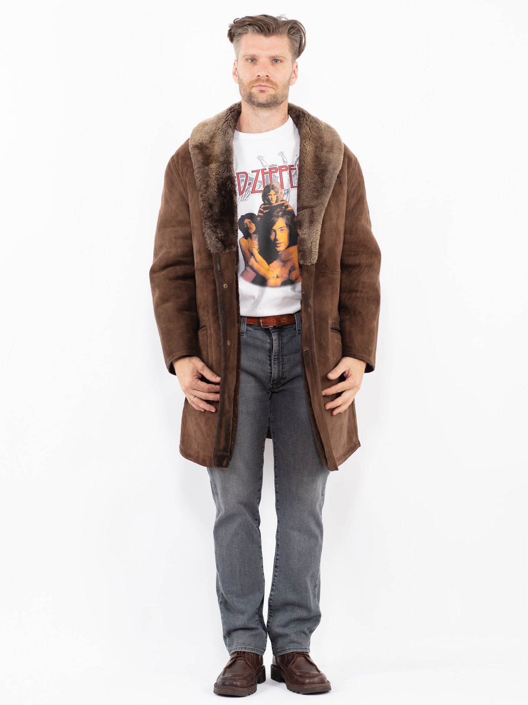 Vintage 70's Men Sheepskin Coat in BrownZ2115