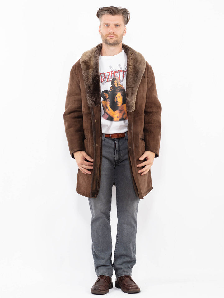 Vintage 70's Men Sheepskin Coat in BrownZ2115