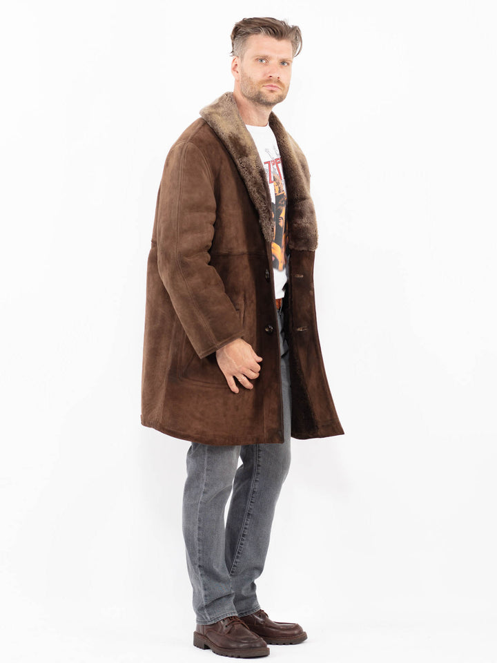 Vintage 70's Men Sheepskin Coat in BrownZ2115