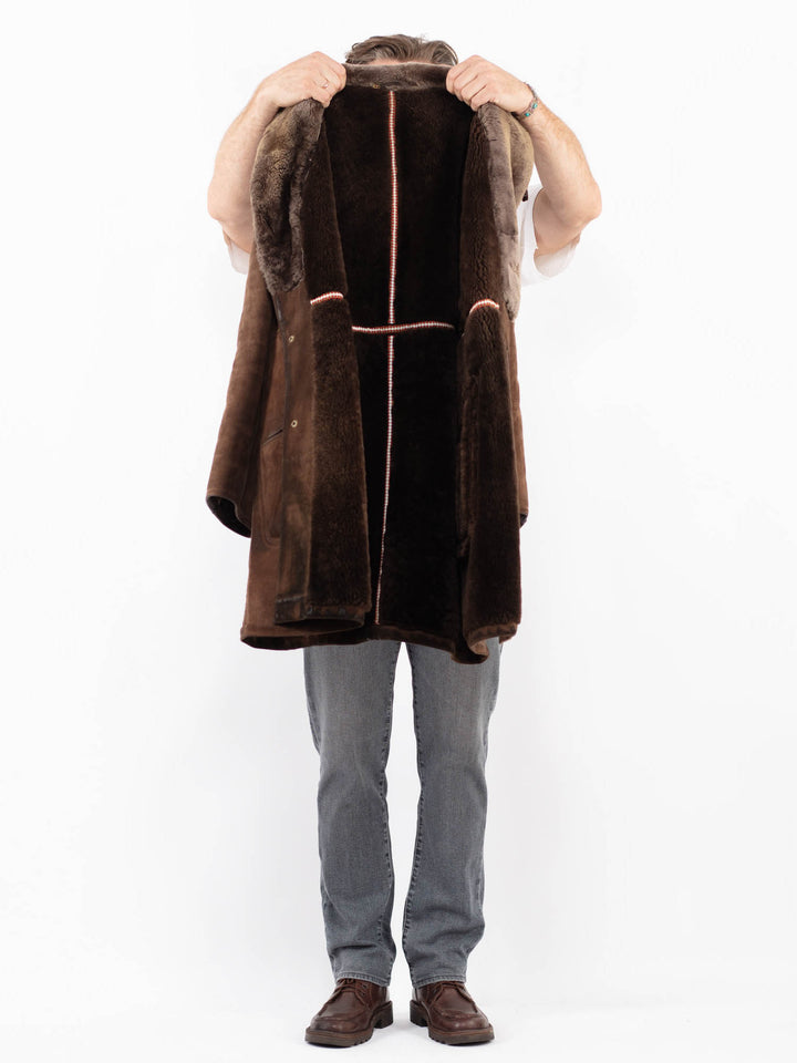 Vintage 70's Men Sheepskin Coat in BrownZ2115