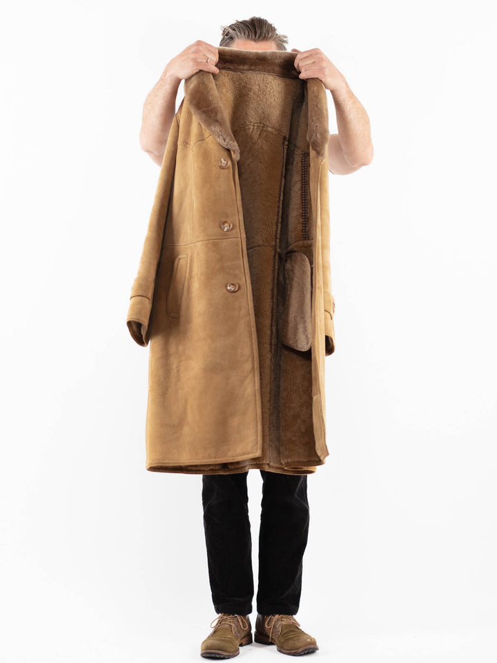 Vintage 70's Men Sheepskin Coat in BeigeZ1893