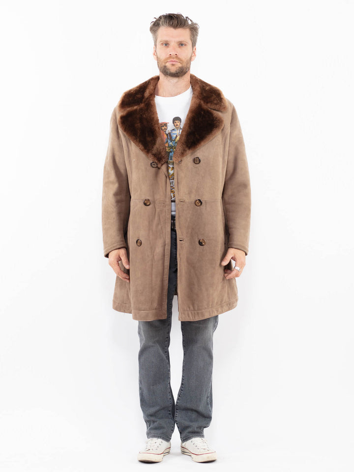 Vintage 70's Men Sheepskin Coat in BeigeZ1997