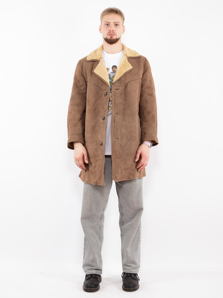 Vintage 70's Men Sheepskin Coat in Light Brown
