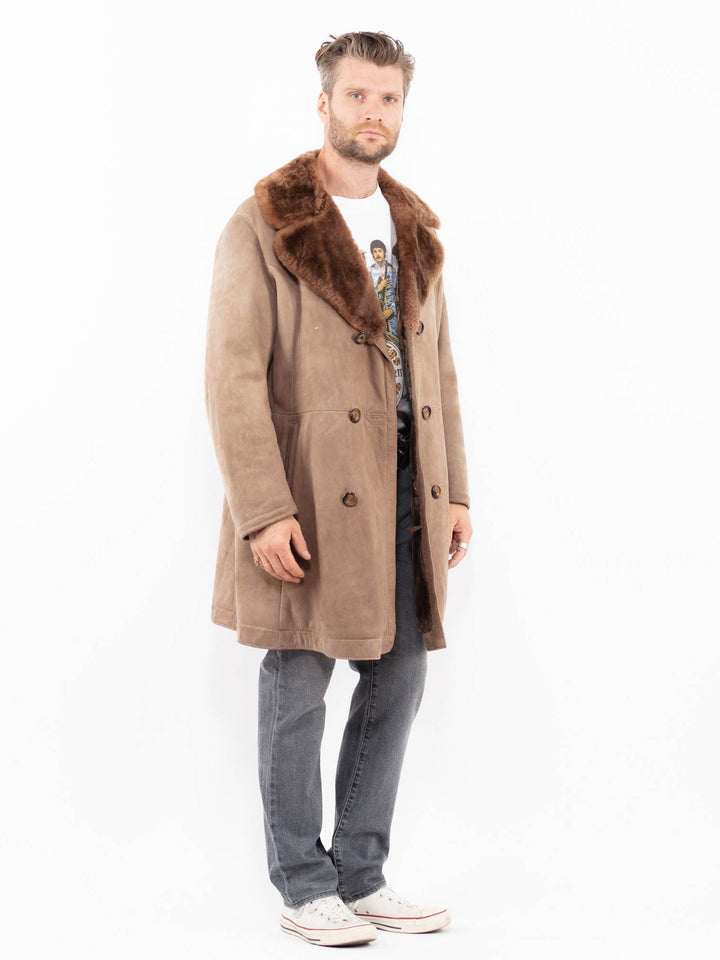 Vintage 70's Men Sheepskin Coat in BeigeZ1997