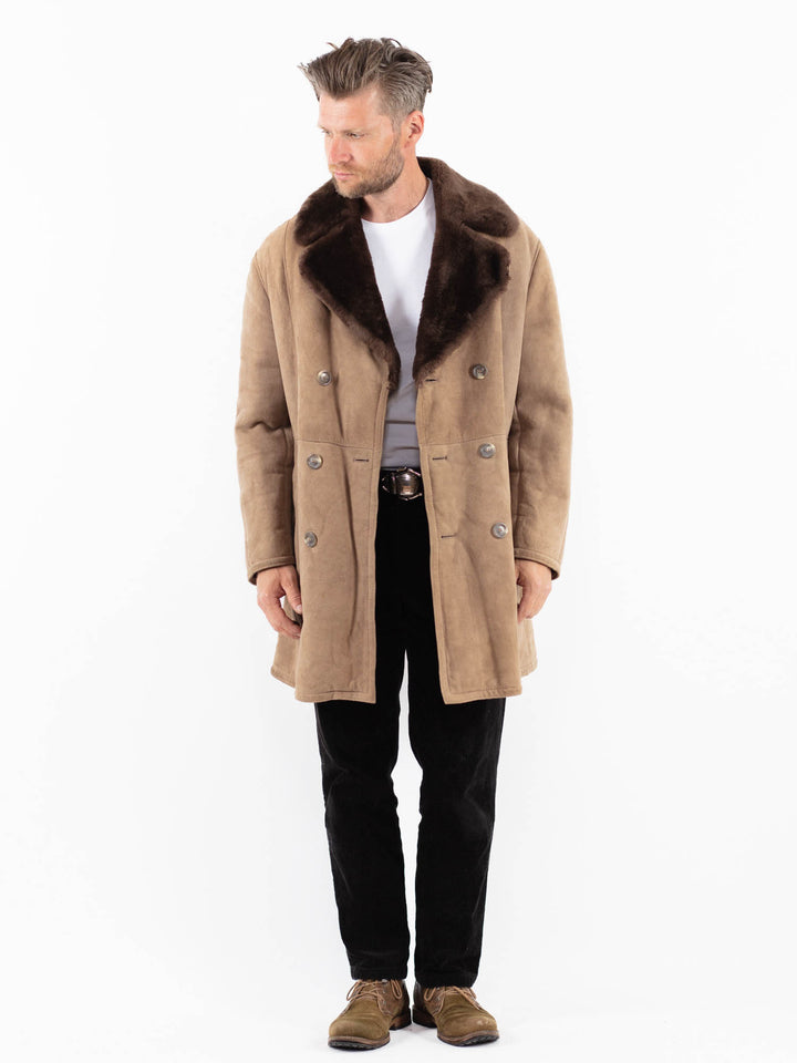 Vintage 70's Men Sheepskin Coat in BeigeZ1899