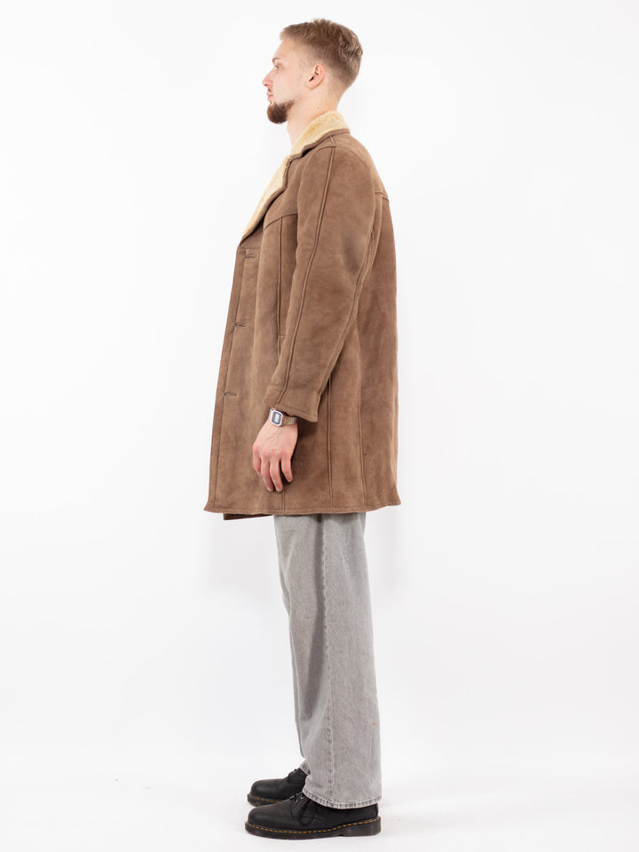 Vintage 70's Men Sheepskin Coat in Light Brown