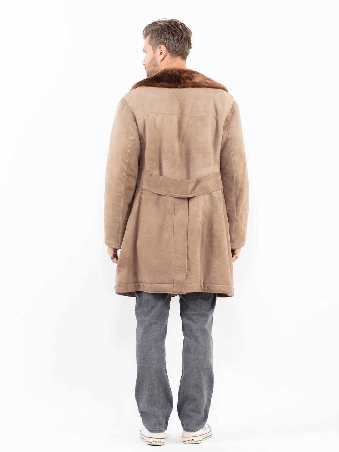 Vintage 70's Men Sheepskin Coat in BeigeZ1997