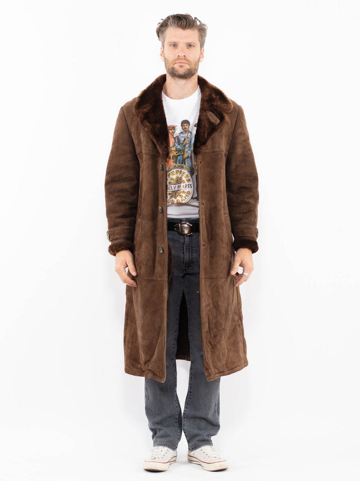 Vintage 70's Men Sheepskin Coat in BrownZ1998