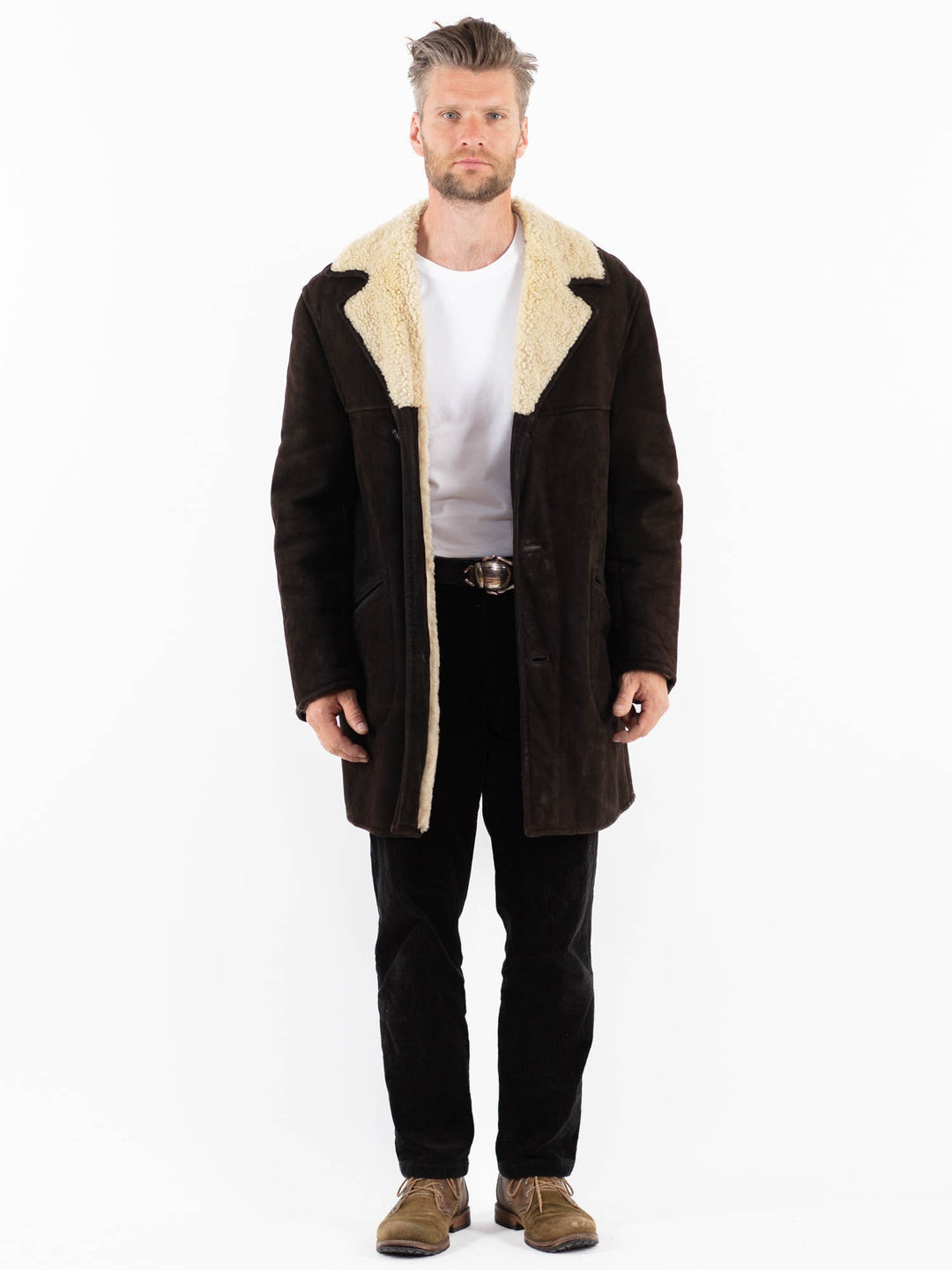 Vintage 70's Men Sheepskin Coat in BrownZ1900