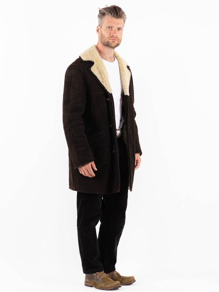 Vintage 70's Men Sheepskin Coat in BrownZ1900