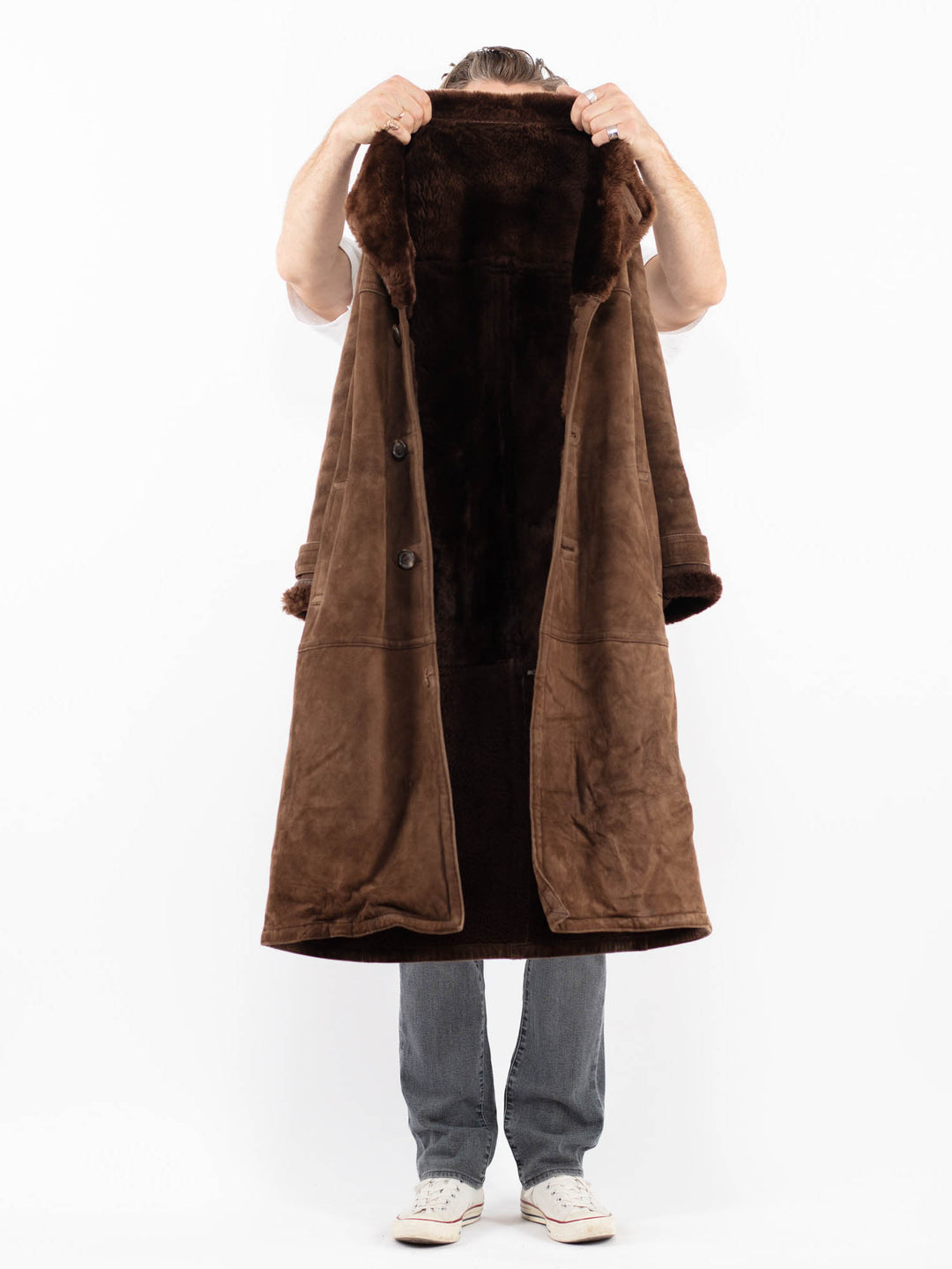 Vintage 70's Men Sheepskin Coat in BrownZ1998