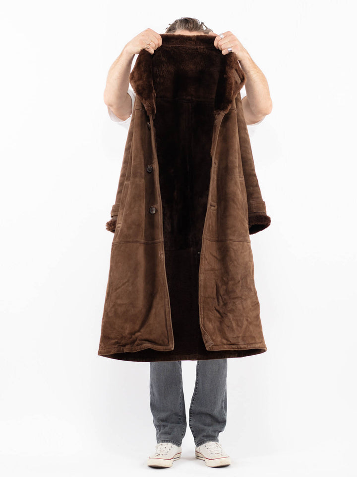 Vintage 70's Men Sheepskin Coat in BrownZ1998