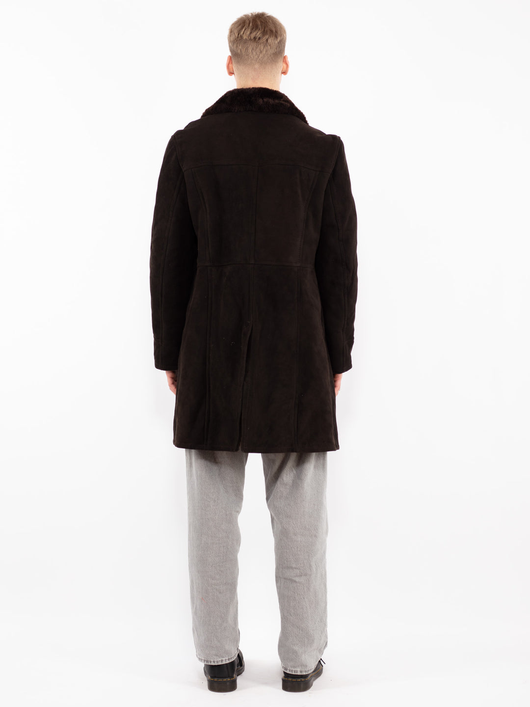 Vintage 70's Men Sheepskin Coat in Dark Brown