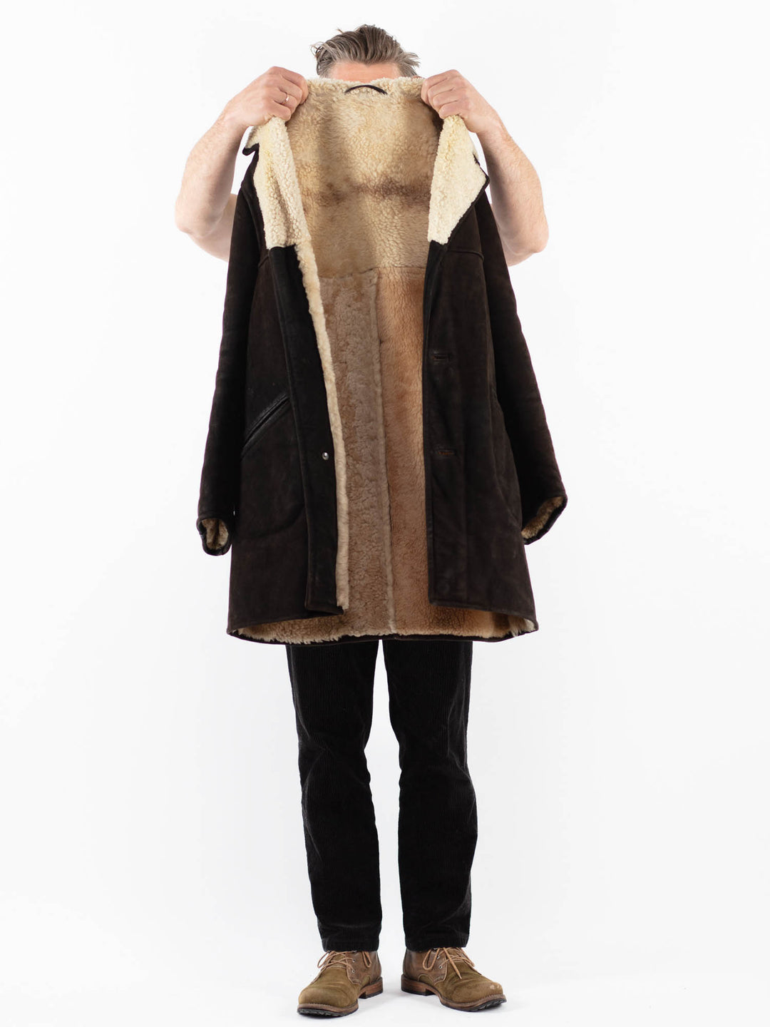 Vintage 70's Men Sheepskin Coat in BrownZ1900
