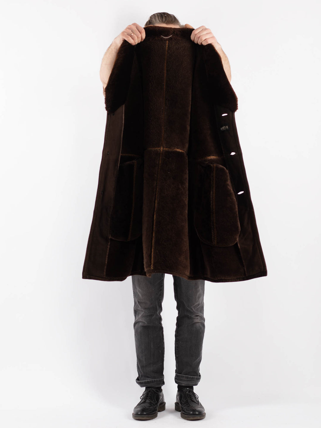 Vintage 70's Men Sheepskin Coat in BrownZ461