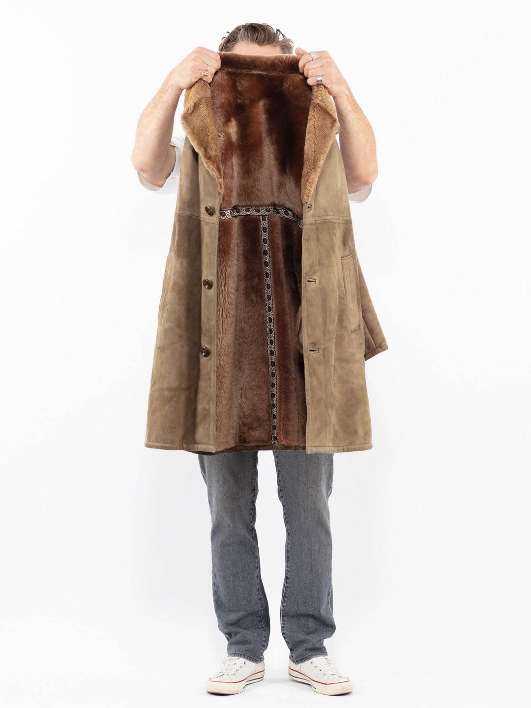 Vintage 70's Men Sheepskin Coat in BeigeZ1999