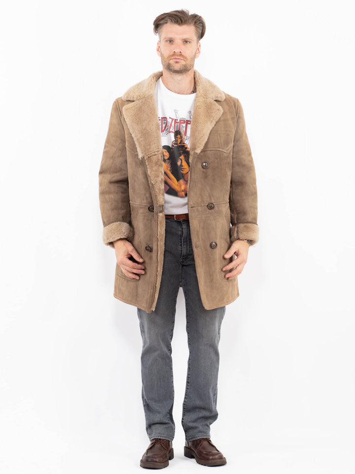 Vintage 70's Men Sheepskin Coat in BeigeZ2125