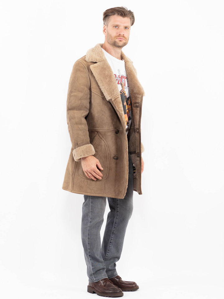 Vintage 70's Men Sheepskin Coat in BeigeZ2125