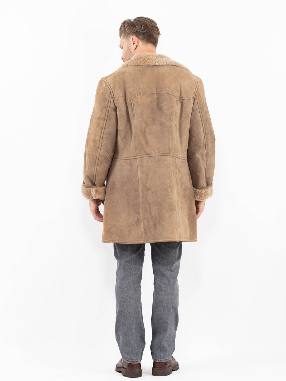 Vintage 70's Men Sheepskin Coat in BeigeZ2125