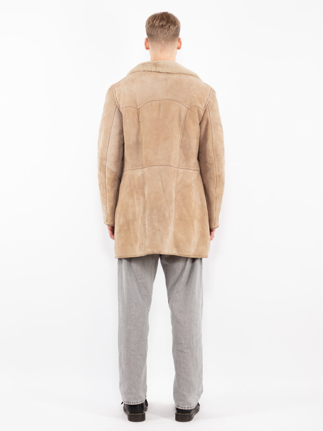 Vintage 70's Men Sheepskin Coat in Beige