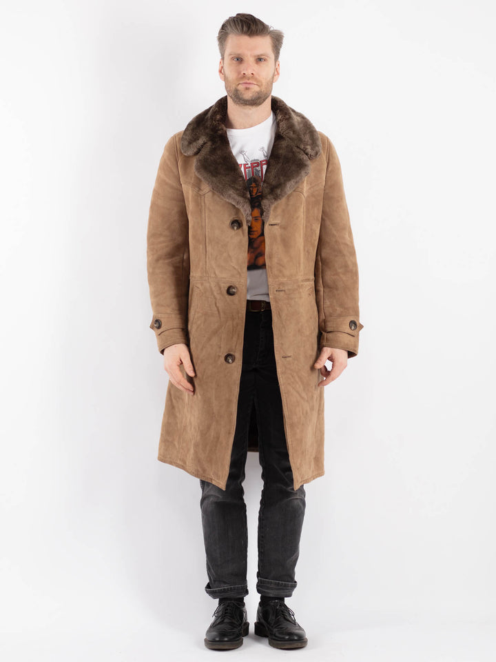 Vintage 70's Men Sheepskin Coat in BeigeZ463