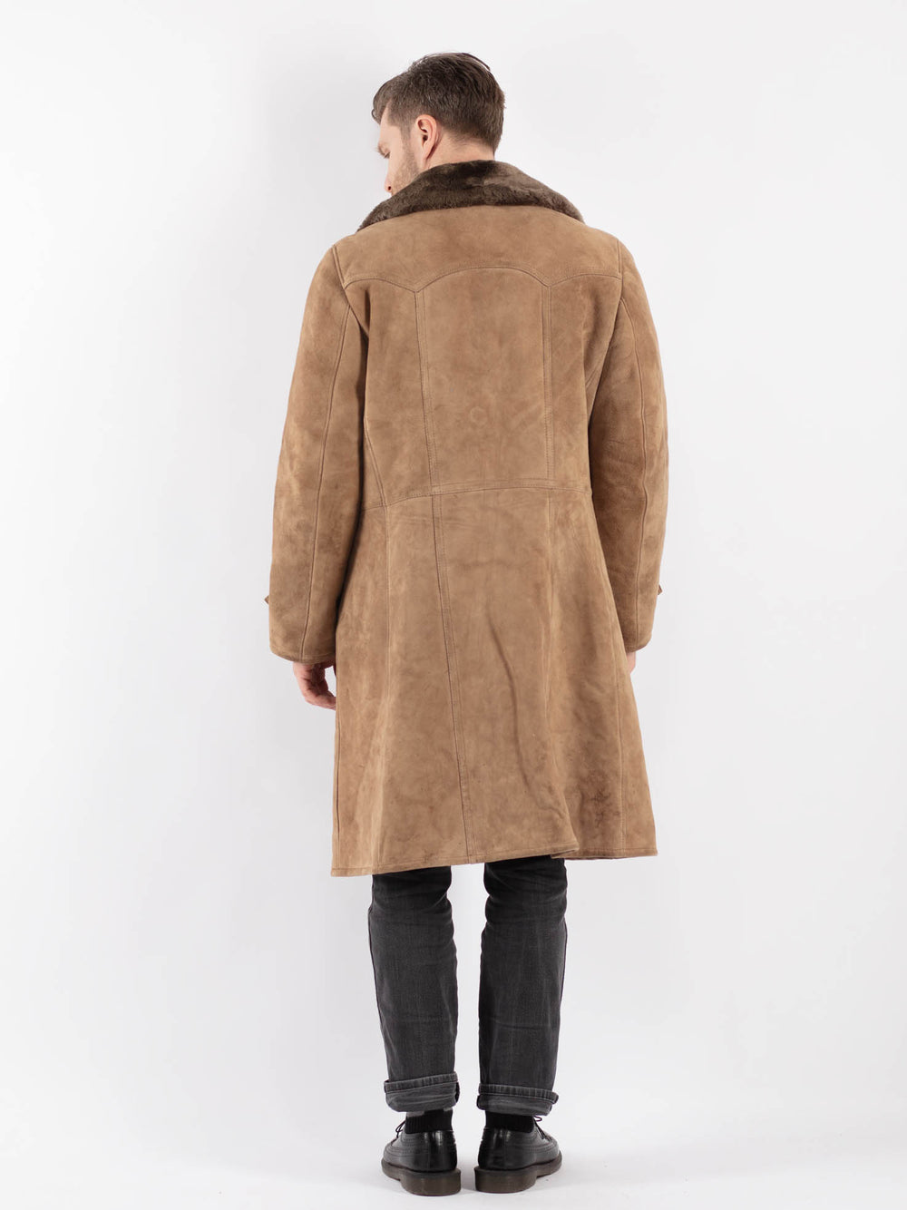 Vintage 70's Men Sheepskin Coat in BeigeZ463