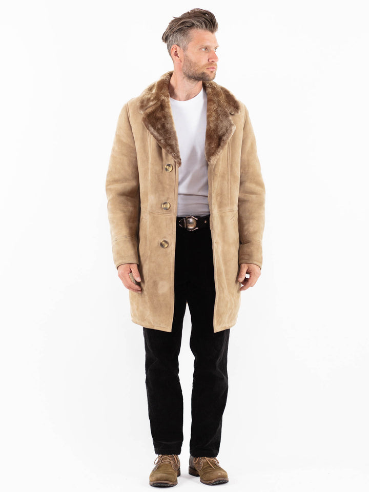 Vintage 70's Men Sheepskin Coat in BeigeZ1905
