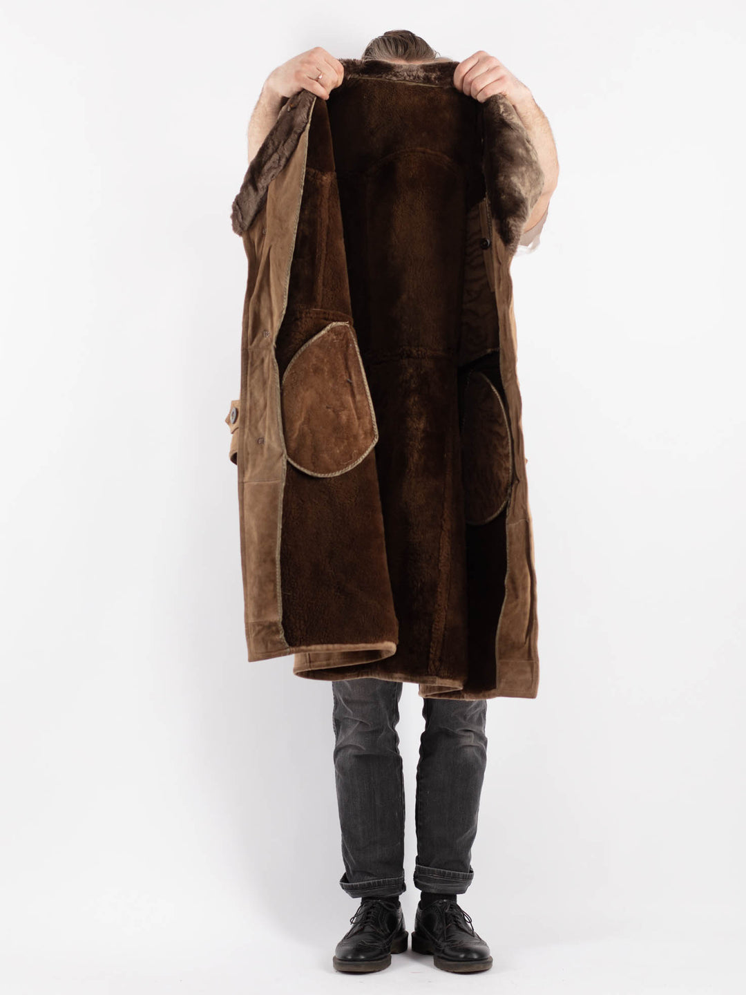 Vintage 70's Men Sheepskin Coat in BeigeZ463