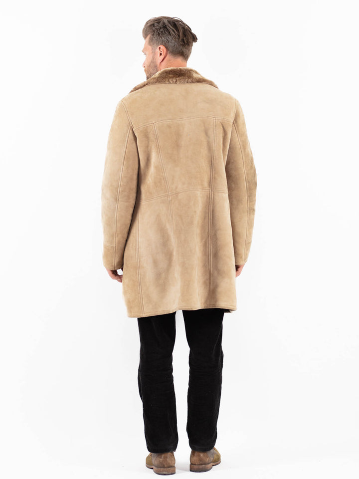 Vintage 70's Men Sheepskin Coat in BeigeZ1905