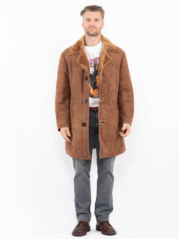 Vintage 70's Men Sheepskin Coat in BrownZ2129