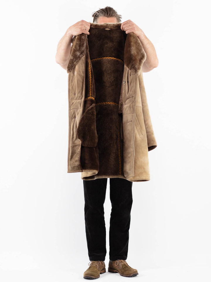 Vintage 70's Men Sheepskin Coat in BeigeZ1905