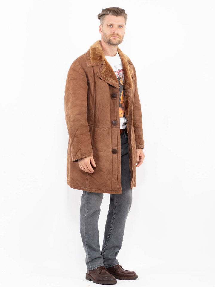 Vintage 70's Men Sheepskin Coat in BrownZ2129