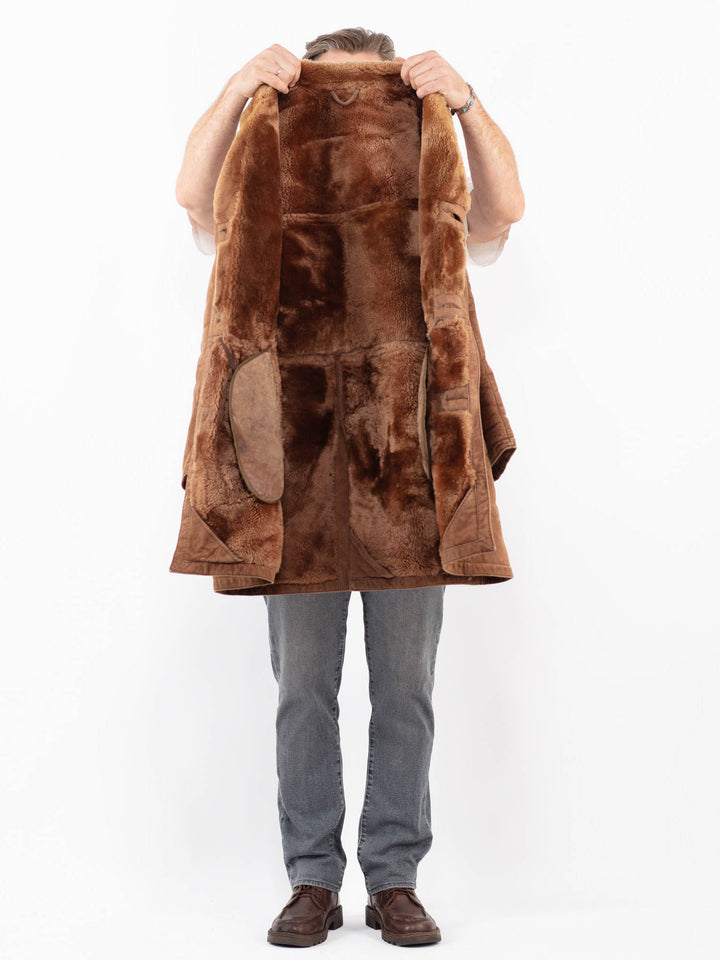 Vintage 70's Men Sheepskin Coat in BrownZ2129