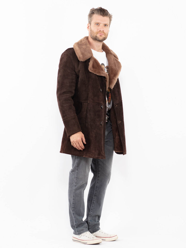 Vintage 70's Men Sheepskin Coat in BrownZ2006
