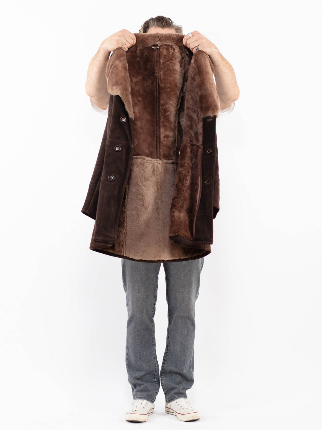 Vintage 70's Men Sheepskin Coat in BrownZ2006