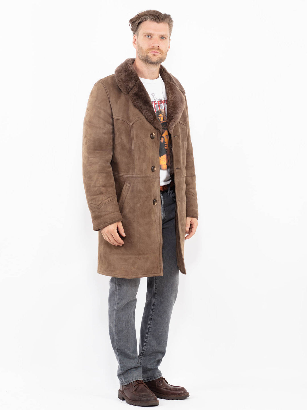Vintage 70's Men Sheepskin in BeigeZ2132