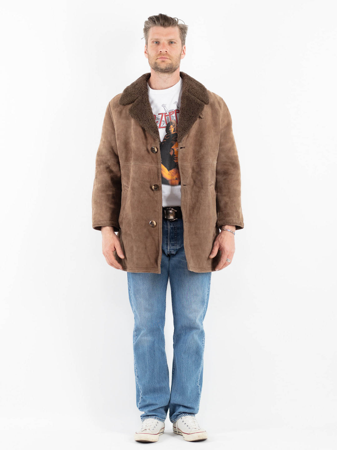 Vintage 70's Men Sheepskin Coat in BeigeZ1785