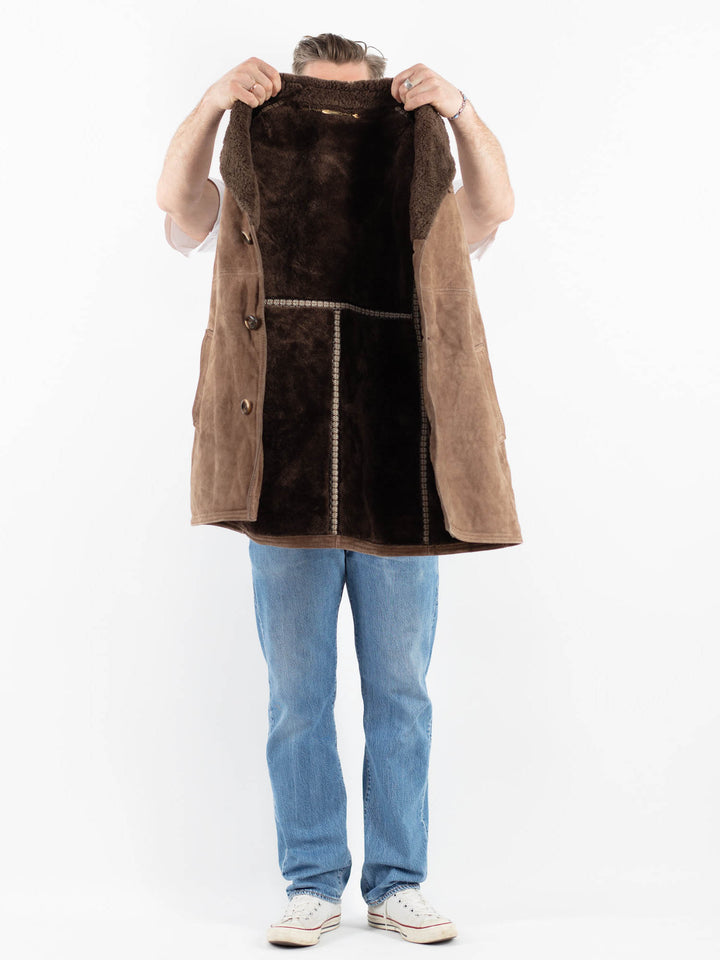 Vintage 70's Men Sheepskin Coat in BeigeZ1785