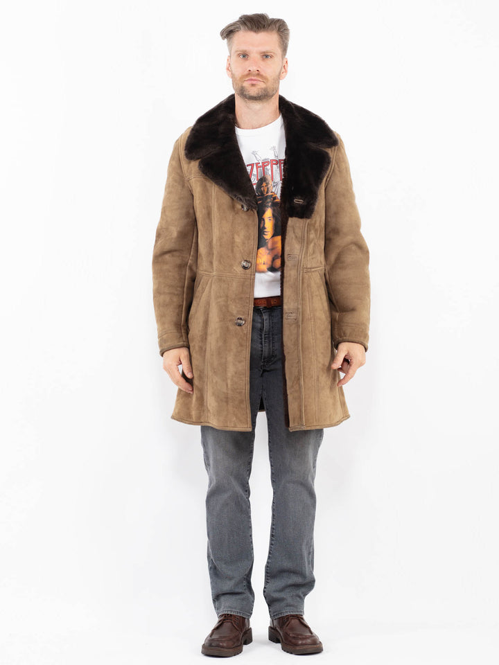 Vintage 70's Men Sheepskin Coat in BeigeZ2135