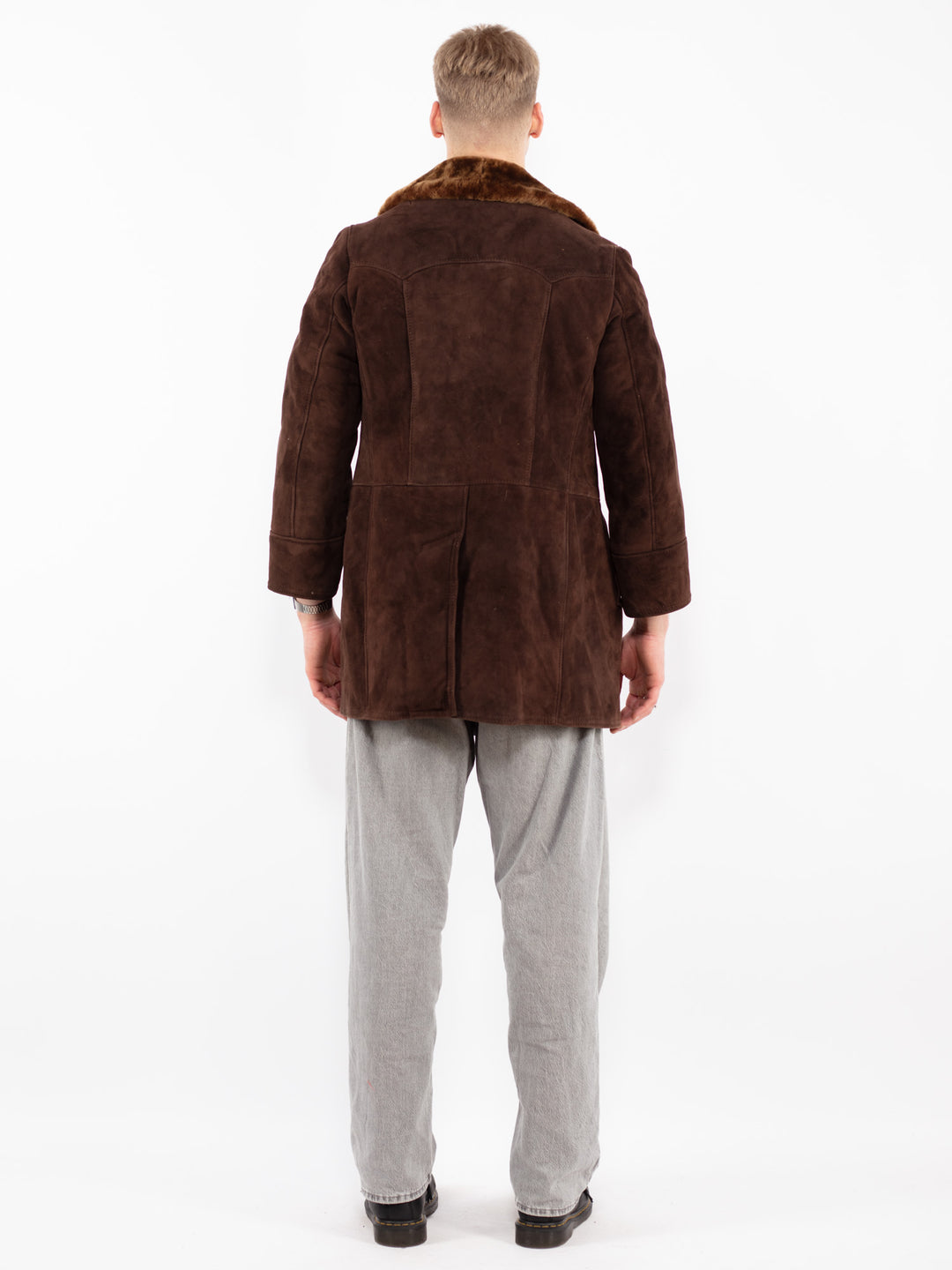 Vintage 70's Men Sheepskin Coat in Brown