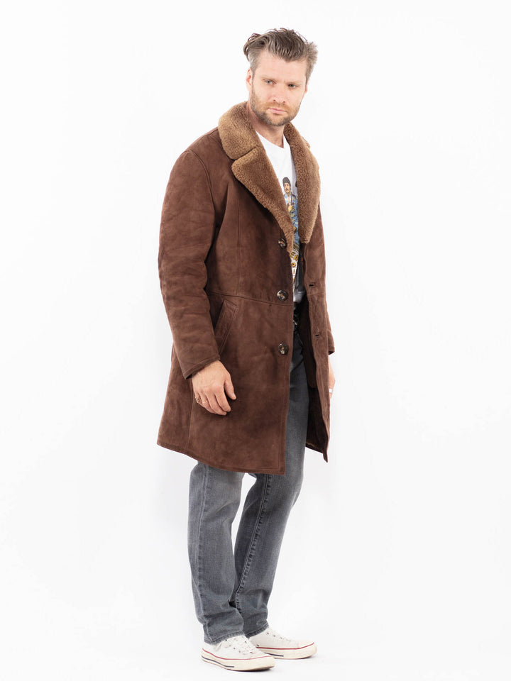Vintage 70's Men Sheepskin Coat in BrownZ2010