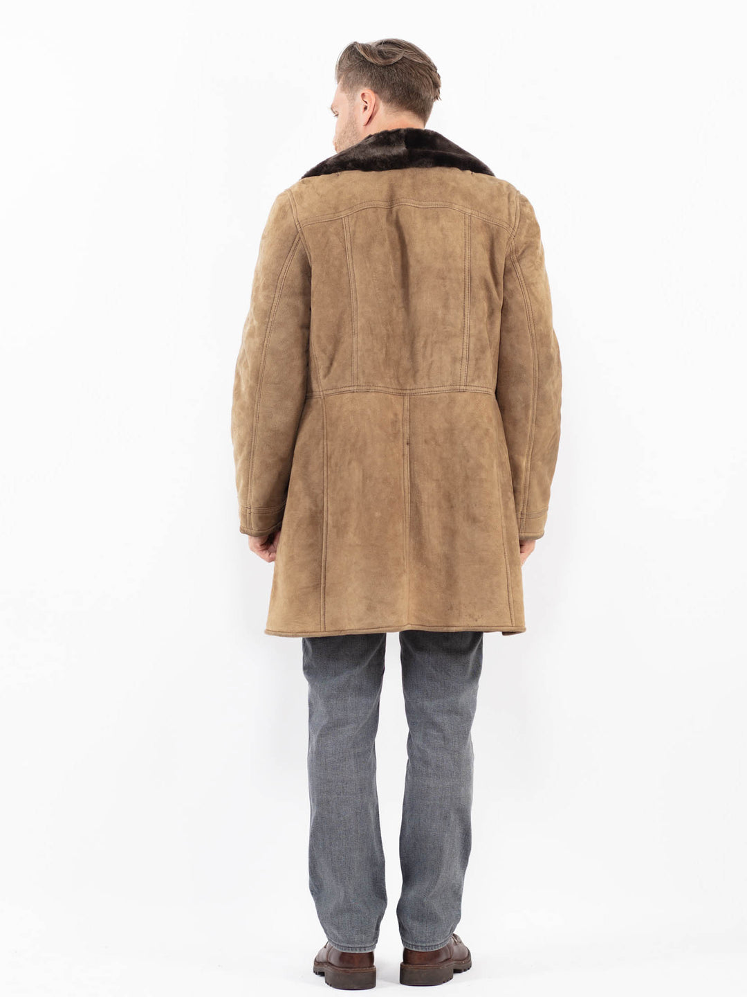Vintage 70's Men Sheepskin Coat in BeigeZ2135