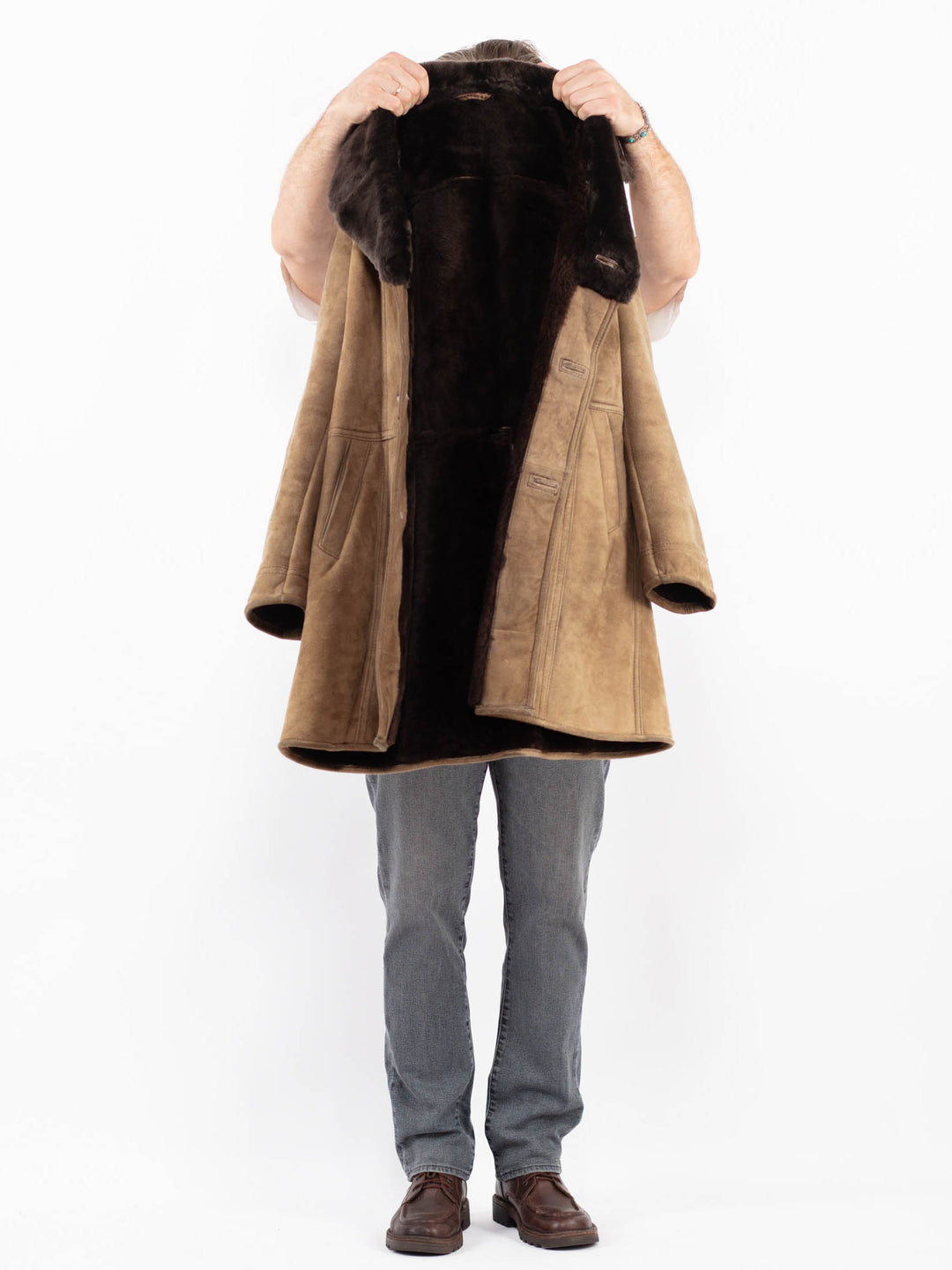 Vintage 70's Men Sheepskin Coat in BeigeZ2135