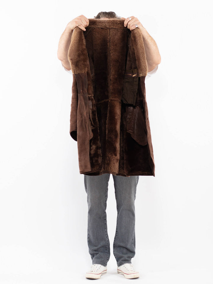 Vintage 70's Men Sheepskin Coat in BrownZ2010
