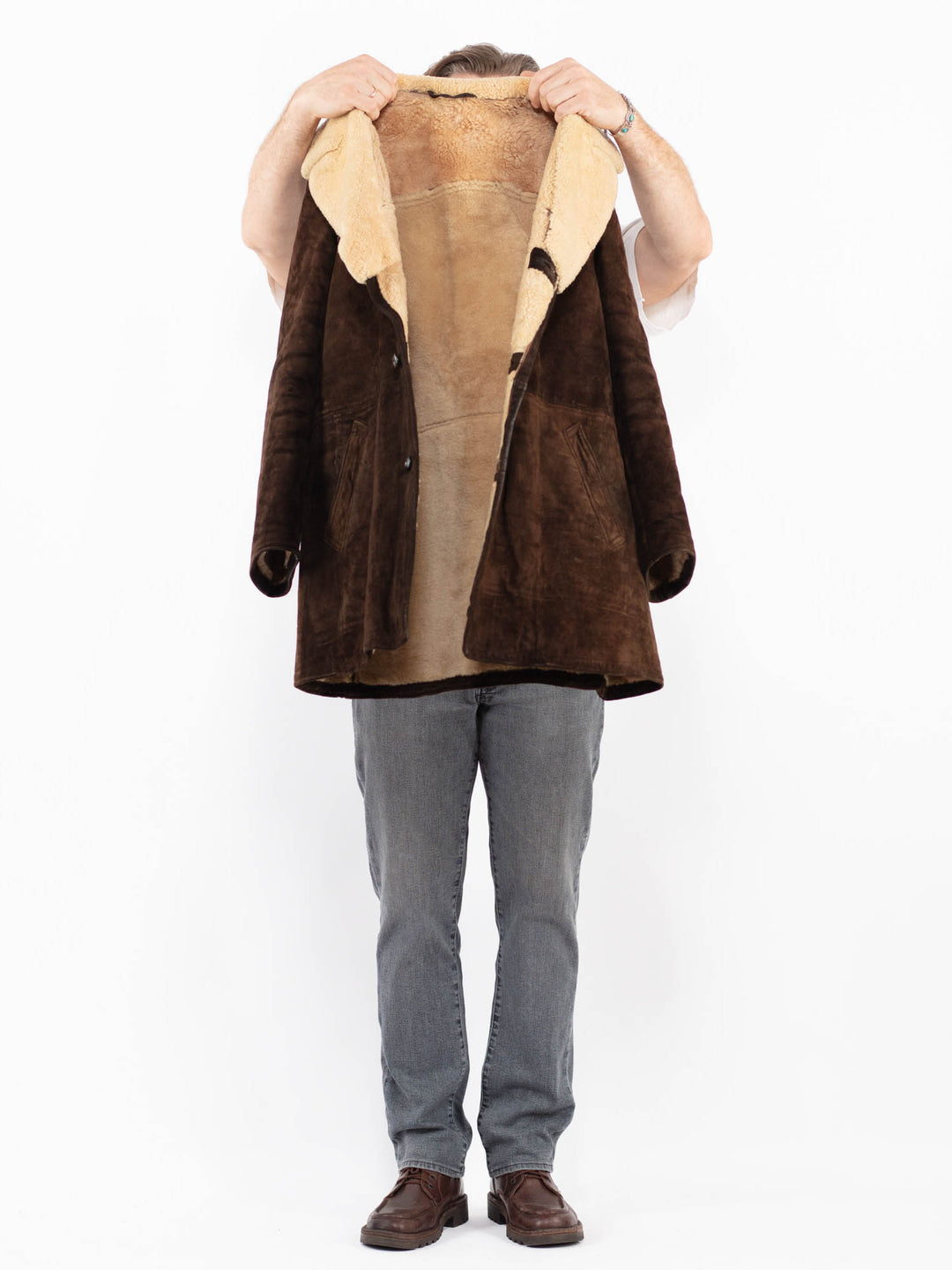Vintage 70's Men Sheepskin Coat in BrownZ2137