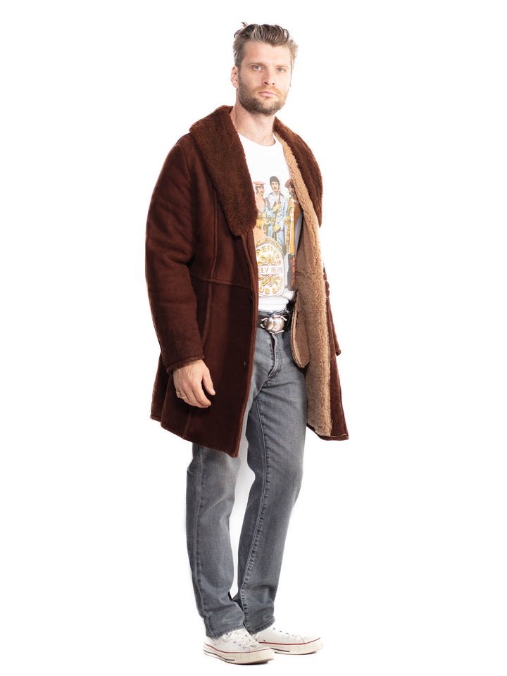 Vintage 70's Men Sheepskin Coat in BrownZ2013