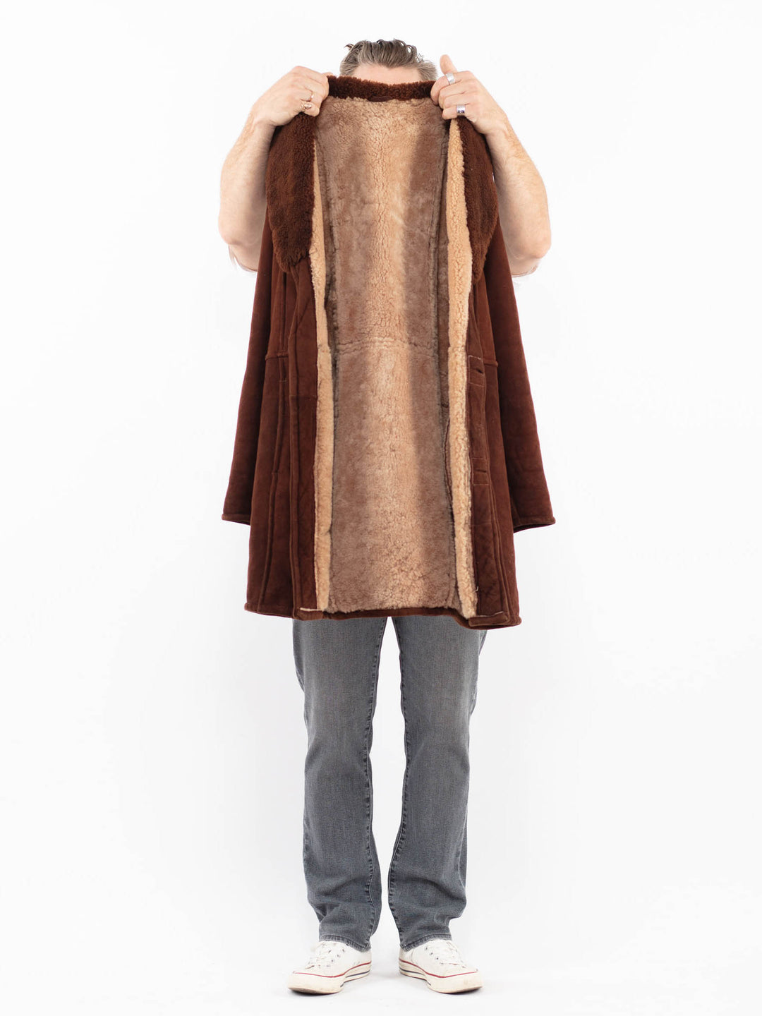 Vintage 70's Men Sheepskin Coat in BrownZ2013