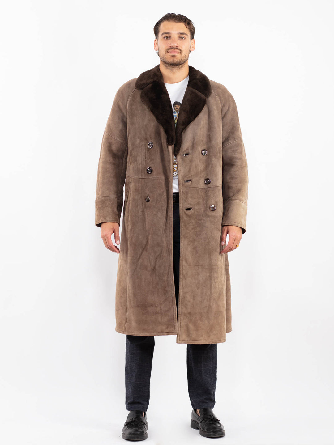 Vintage 70's Men Sheepskin Coat in BeigeZ2255