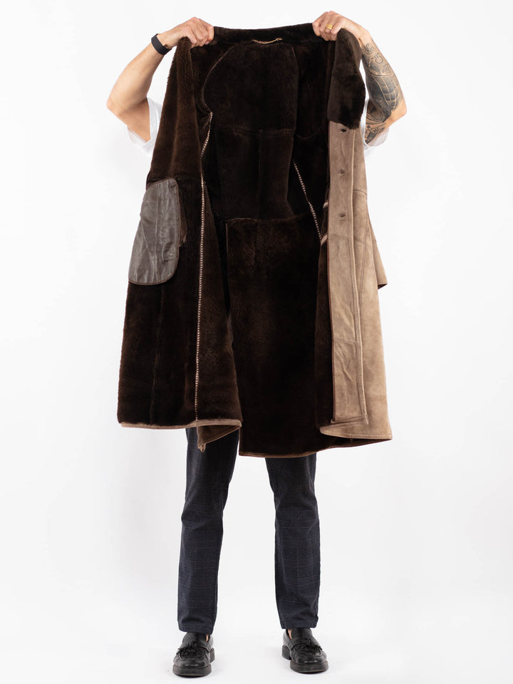 Vintage 70's Men Sheepskin Coat in BeigeZ2255